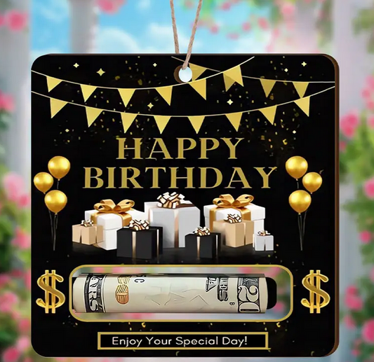 HAPPY BDAY WOODEN $$ CARD