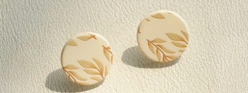 LEAF ROUND EARRINGS