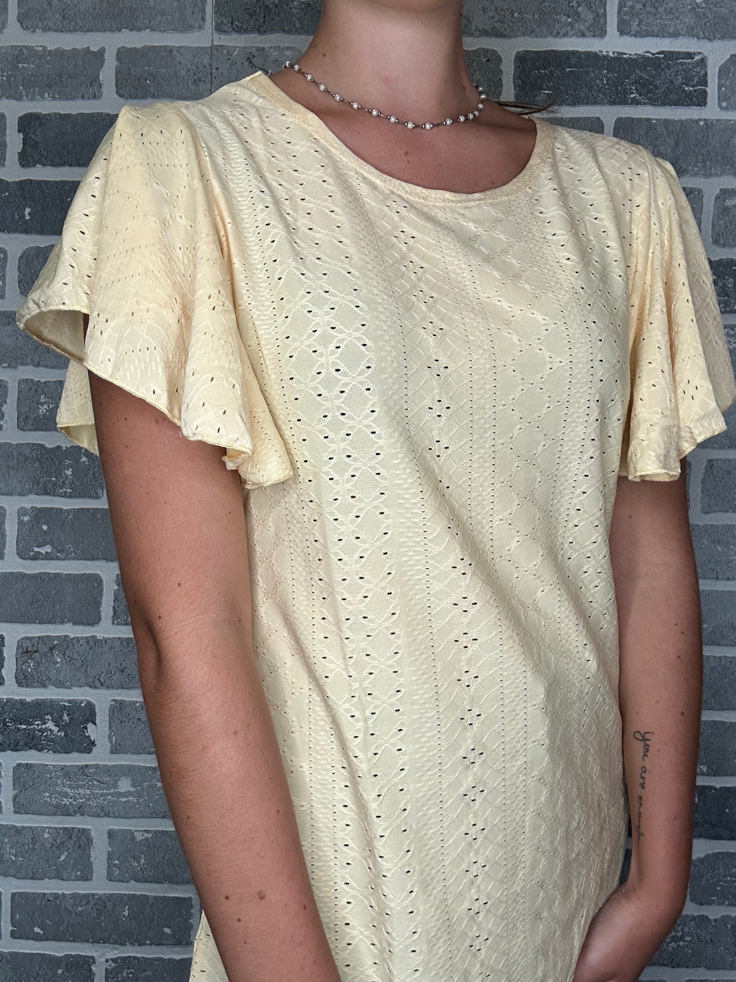 AbbyPointelle Flutter Sleeve Knit Top