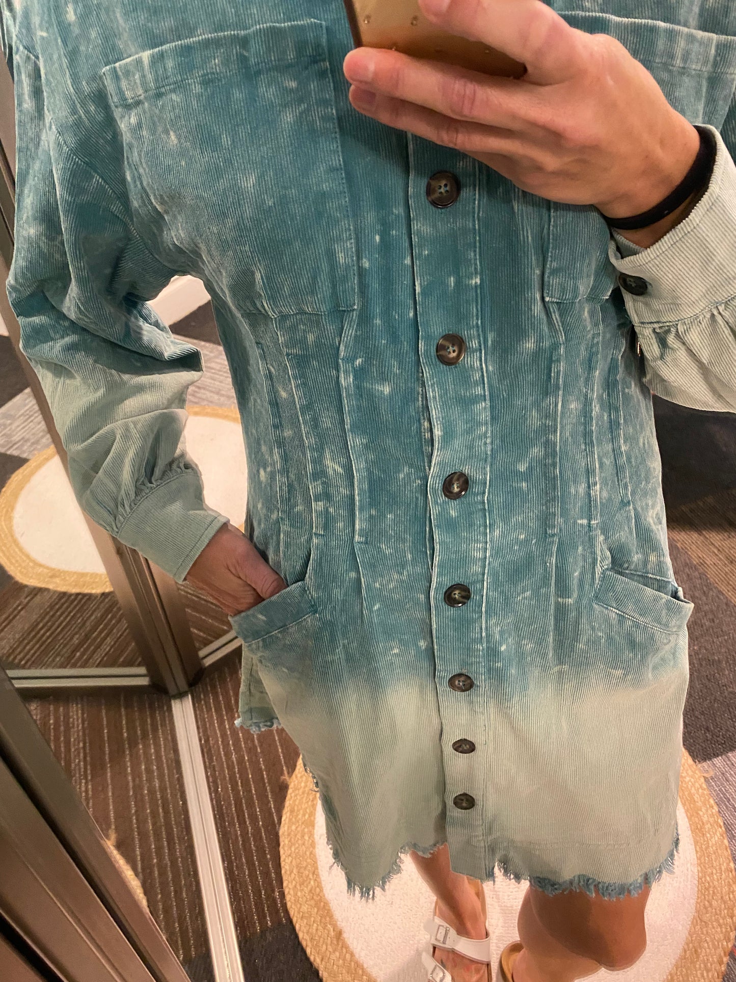 CORDUROY DIP DYE SHIRT DRESS