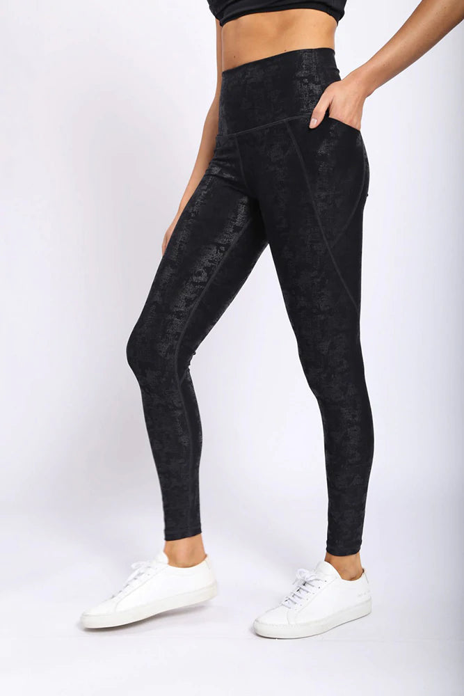 MONO B METELLIC FOIL HI-WAISTED LEGGINGS