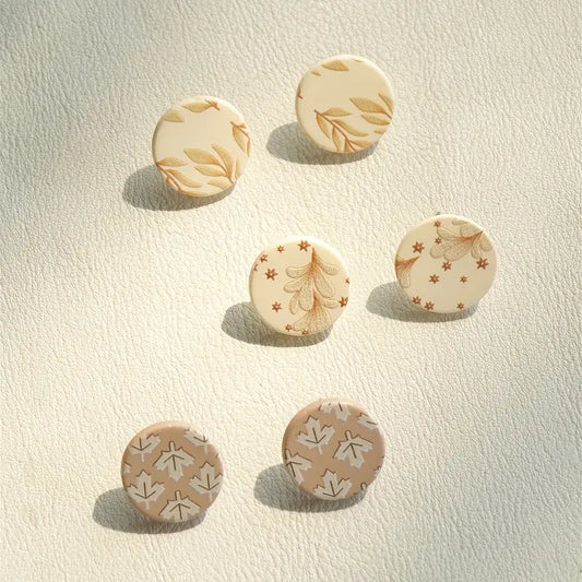 LEAF ROUND EARRINGS