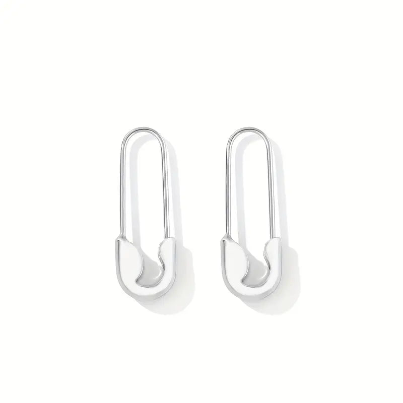 Safety Pin Design Hoop Earrings