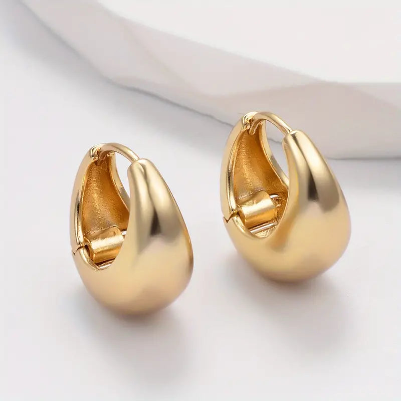 Golden Glossy Hoop Earrings