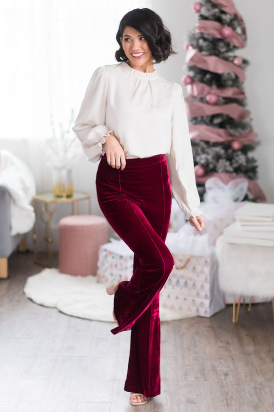 VELVET HIGH RISE FLARED PANT
