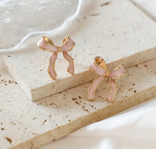 PINK BOW EARRINGS