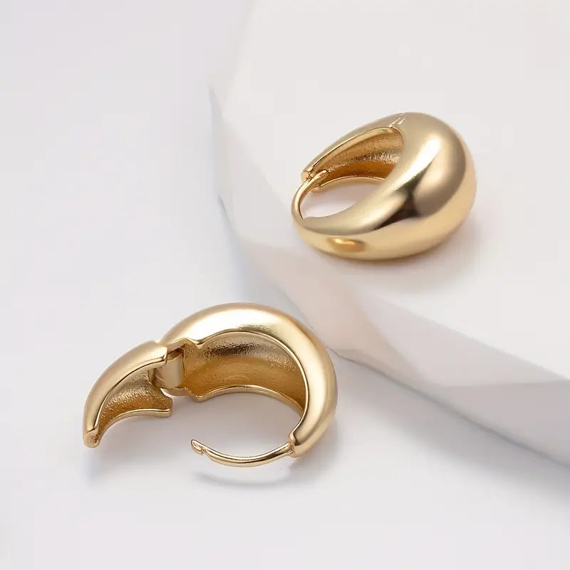 Golden Glossy Hoop Earrings