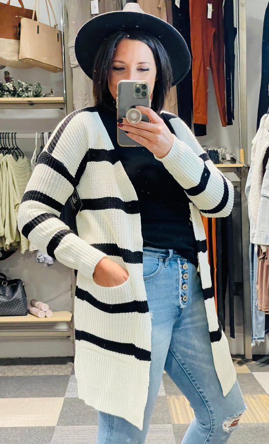 APRICOT STRIPED CARDIGAN