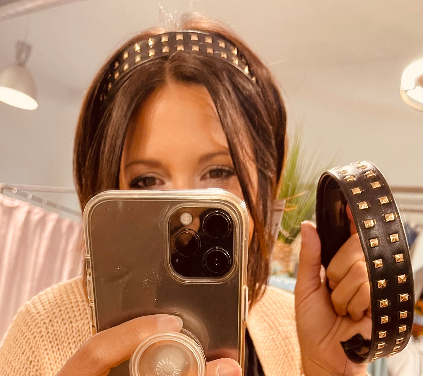 LEATHER STUD HEADBAND