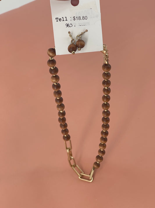 CHAIN LINK NECKLACE & EARRING SET